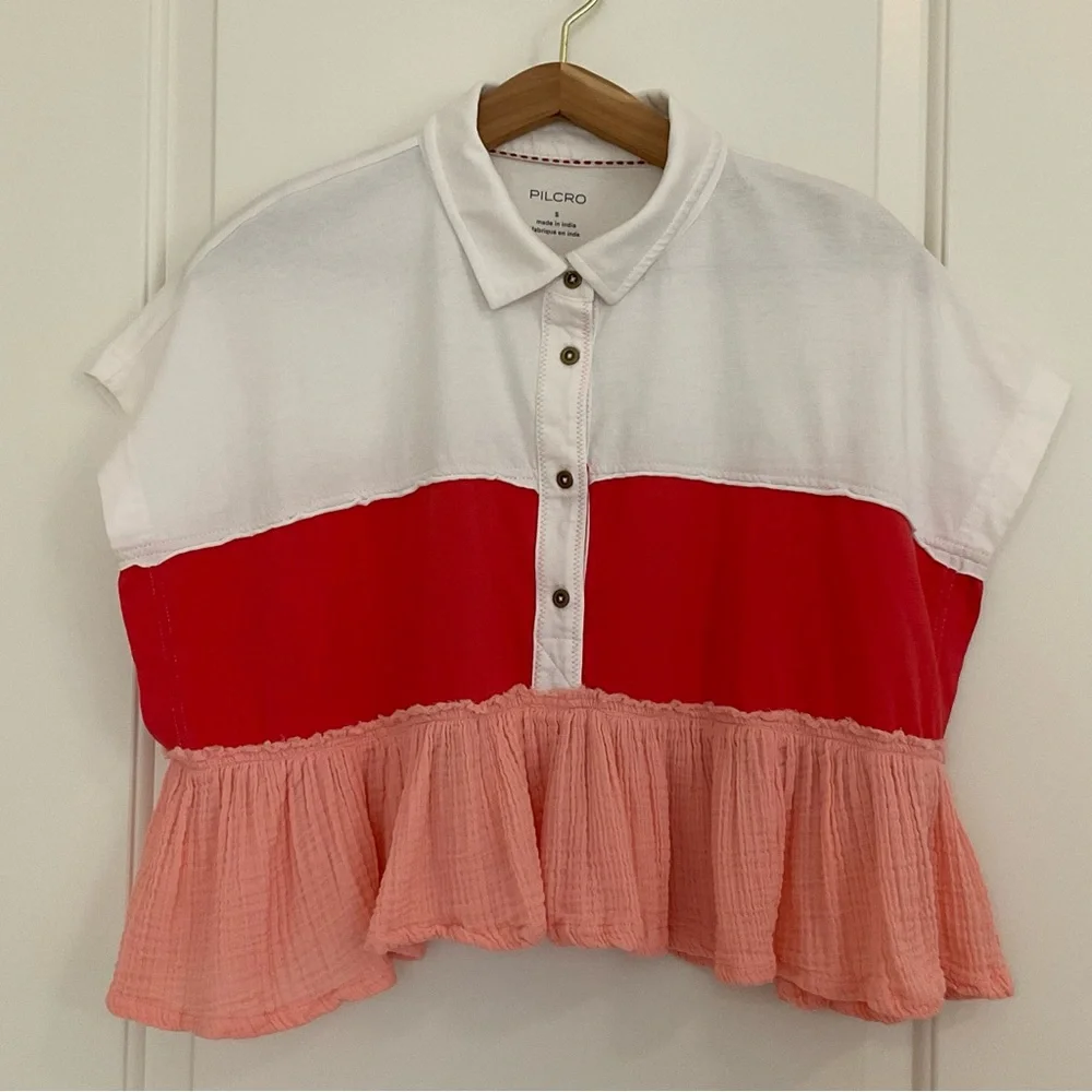 Anthropologie Pilcro the Bonfire Rugby Stripe Top S - Picture 2 of 9